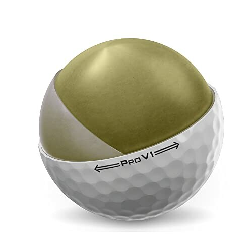 Cutaway view of a golf ball showing inner core.