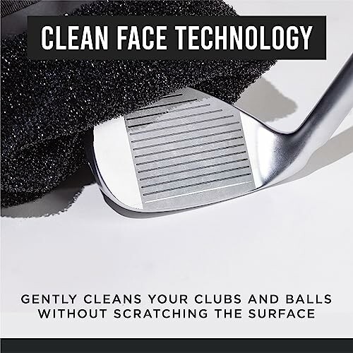 Golf club with clean face technology and cleaning brush.
